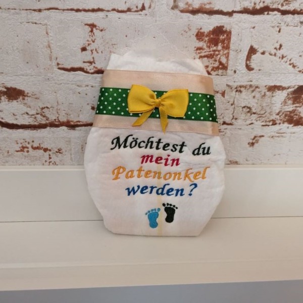 Bestickte Windel Taufen Patenonkel